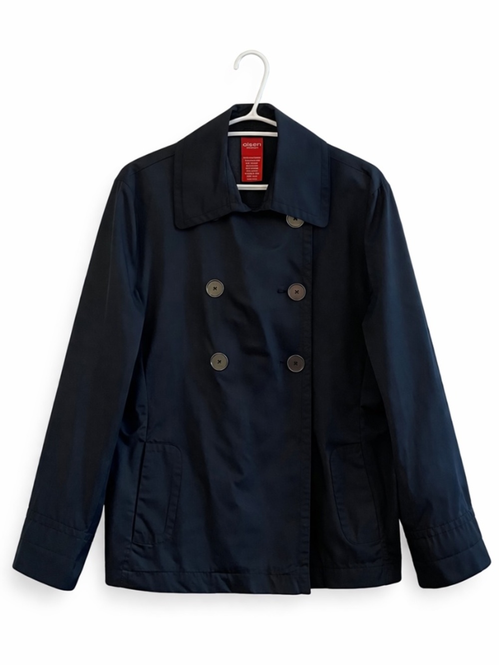 Olsen Europe Midnight Black Double-Breasted Mid-Length Pea Coat – Size 12 EUC